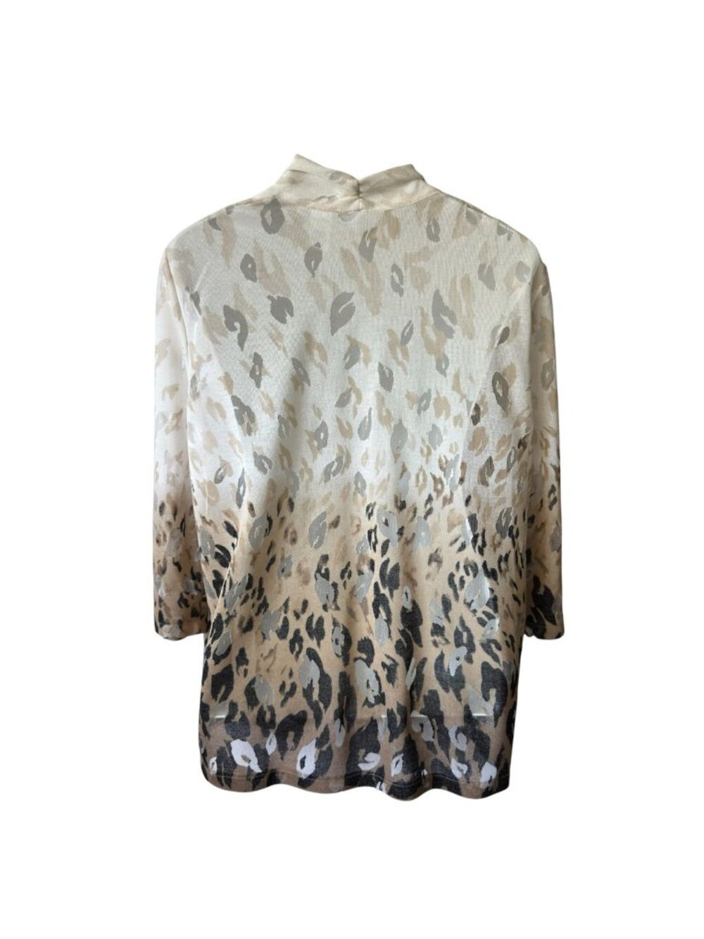 Alfred Dunner Womens 1X Sheer Cardigan Open Ombre Animal Print Neutrals 3/4 Slee - Picture 9 of 16